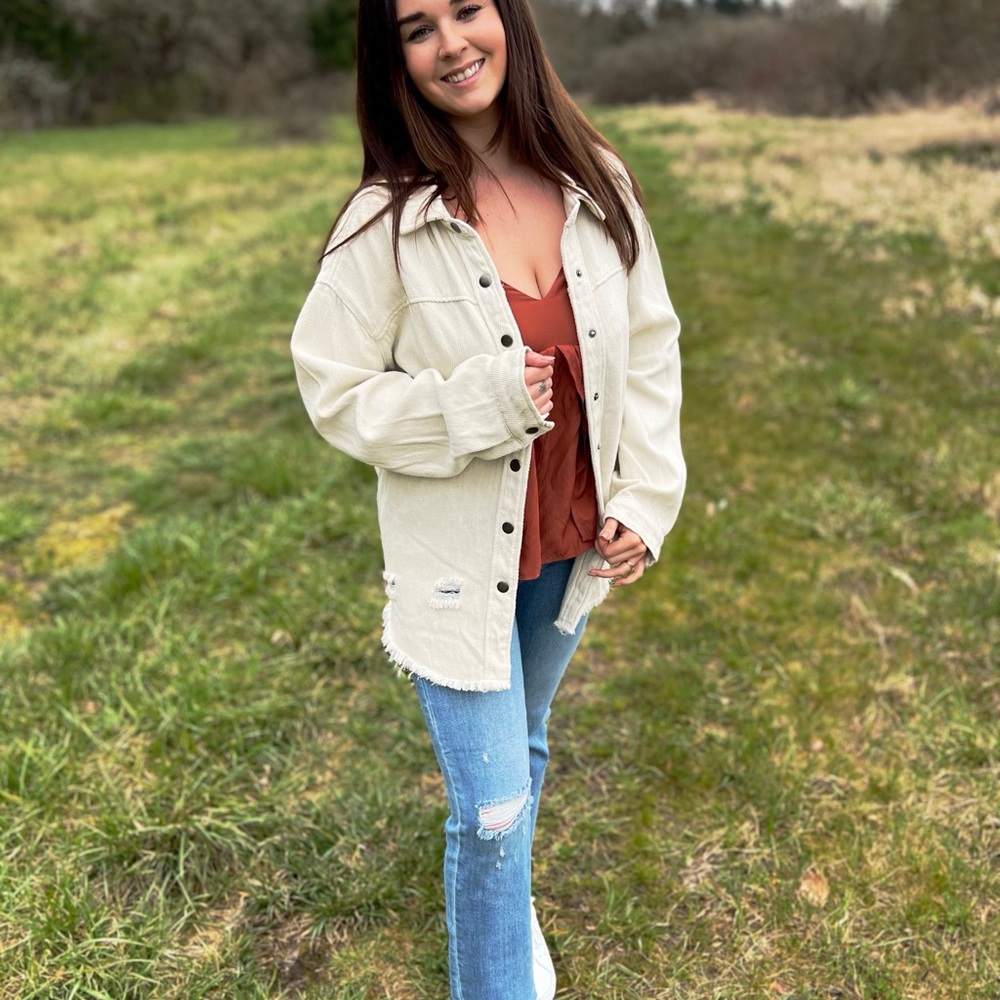 Stylish Cream Jean Jacket for Women